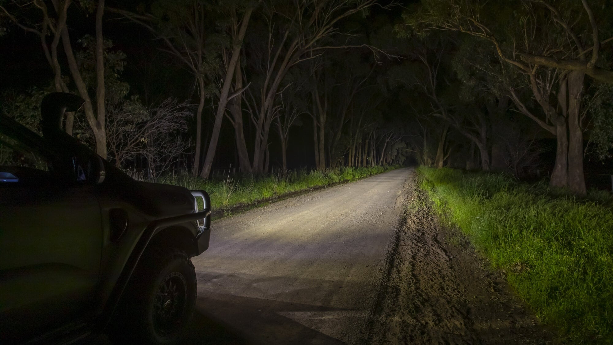 ARB Intensity IQ before photo showing the dark surroundings before switching the driving lights on