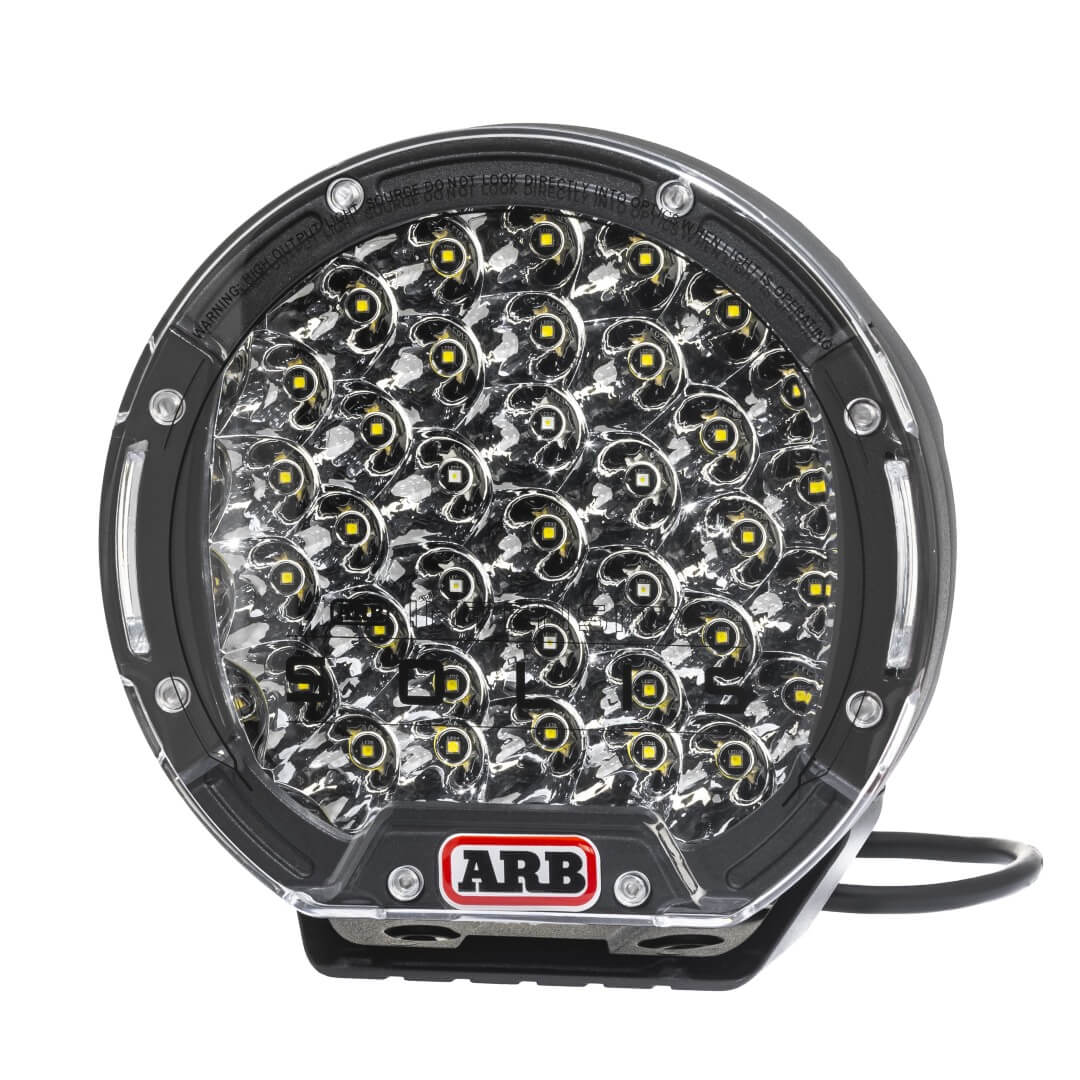 ARB Solis Spot Driving Light showcasing black bezel inserts