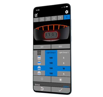 Intensity IQ App showing how you can adjust and set IQ lights within the app 